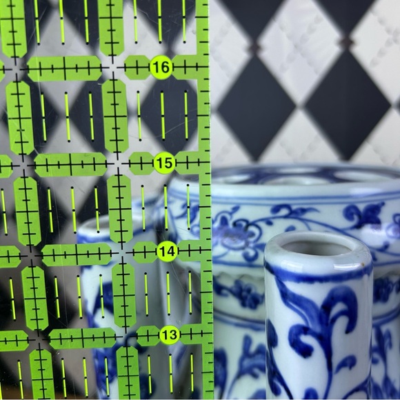 Grand Tulipière 15” Blue & White Chinoiserie Dragon Vase Porcelain Multi-Spout - Picture 17 of 17